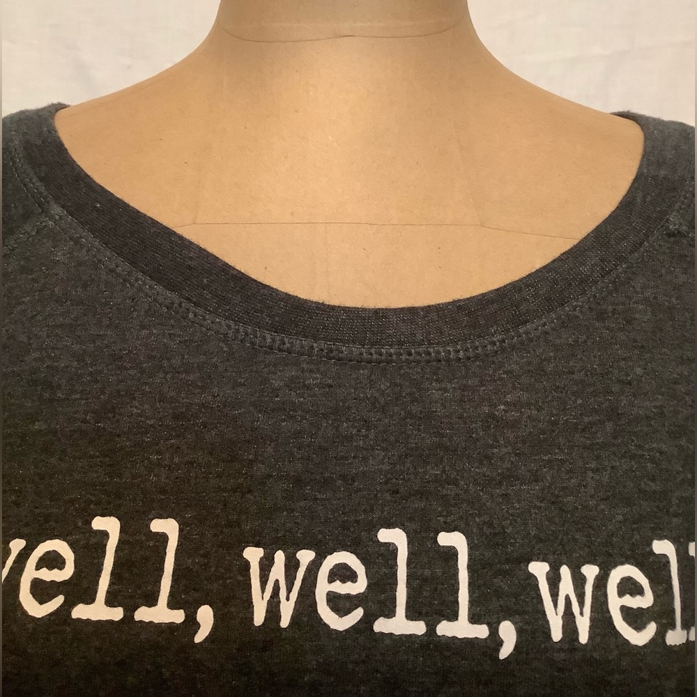 Women's Large Funny Gray And White  Sweatshirt With Graphic Text - Picture 4 of 7